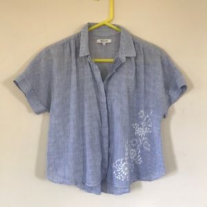 Madewell embroidered crop button down